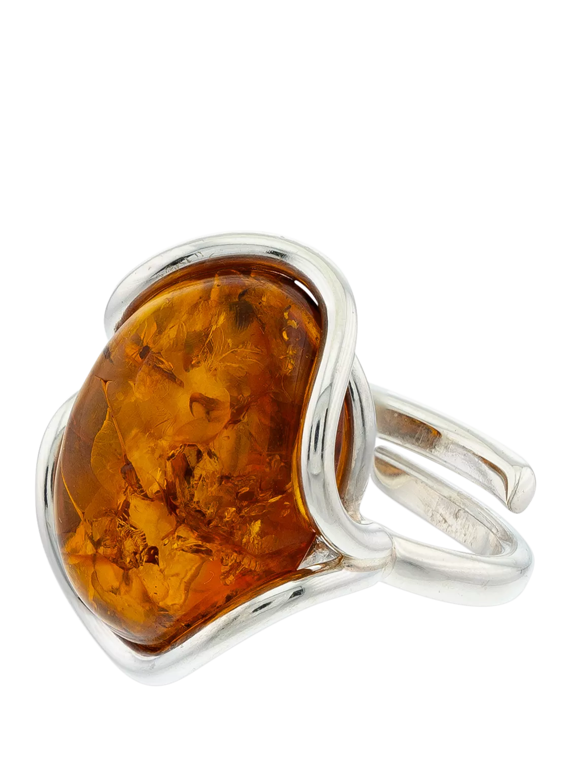 Be-Jewelled Baltic Amber oval ring in sterling silver - British product