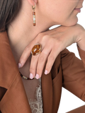 Be-Jewelled Baltic Amber oval ring in sterling silver - British product