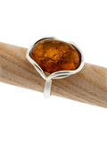 Be-Jewelled Baltic Amber oval ring in sterling silver - British product