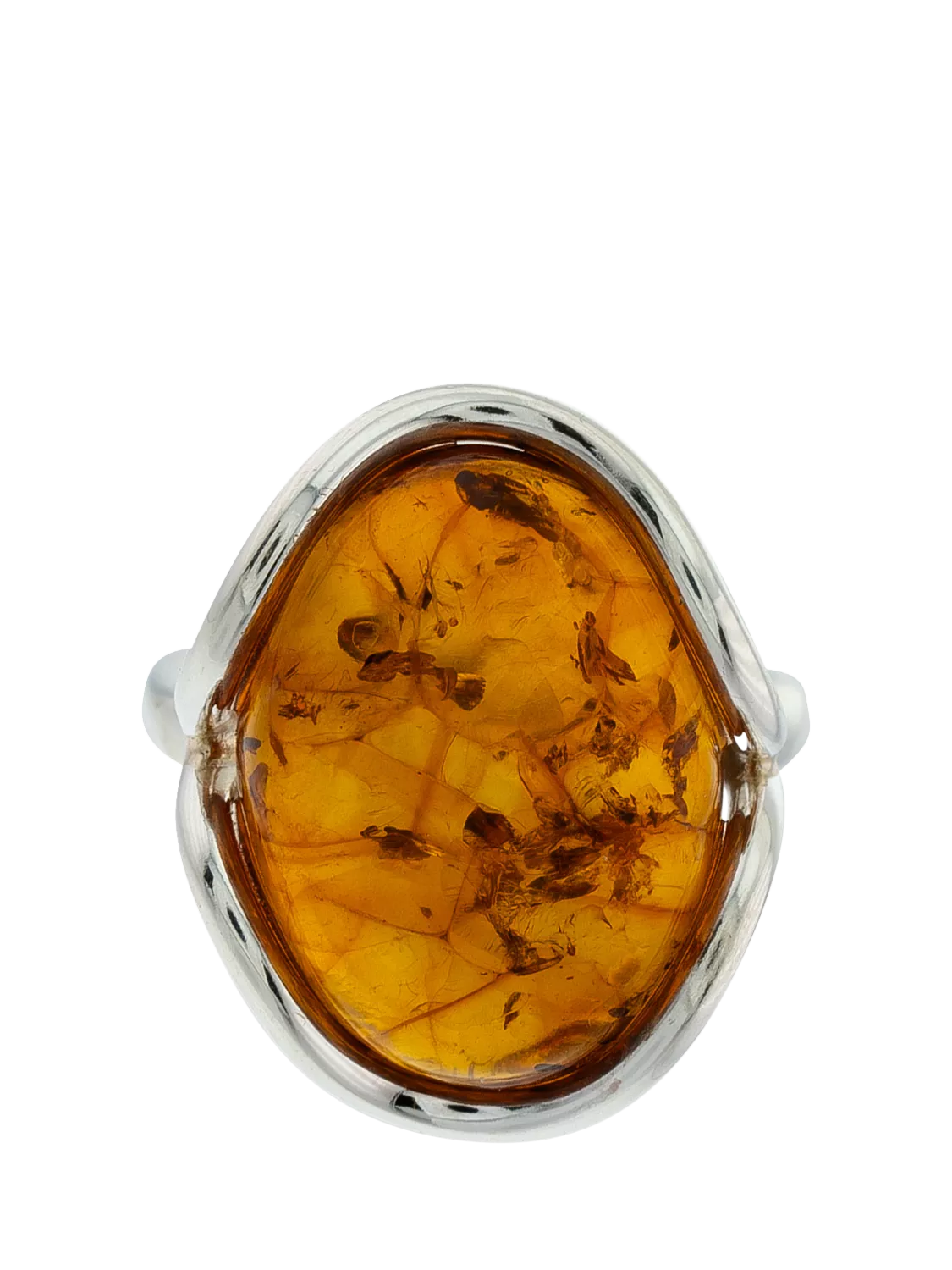 Be-Jewelled Baltic Amber oval ring in sterling silver - British product