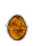 Be-Jewelled Baltic Amber oval ring in sterling silver - British product