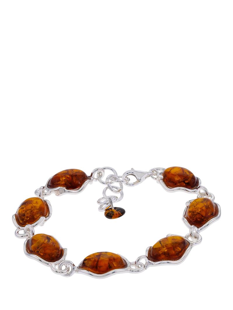 Be-Jewelled silver Baltic amber station bracelet - British product