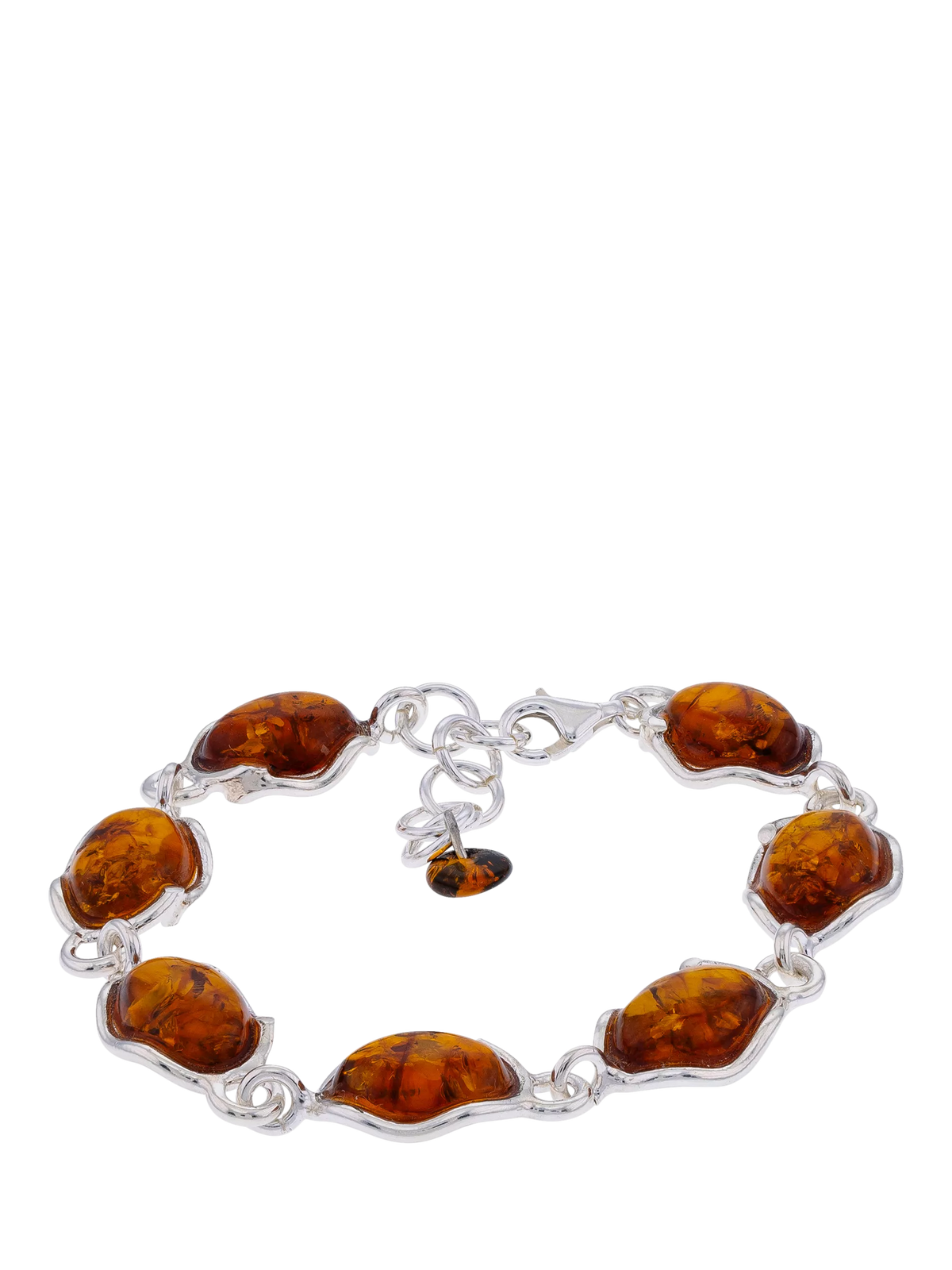 Be-Jewelled silver Baltic amber station bracelet - British product