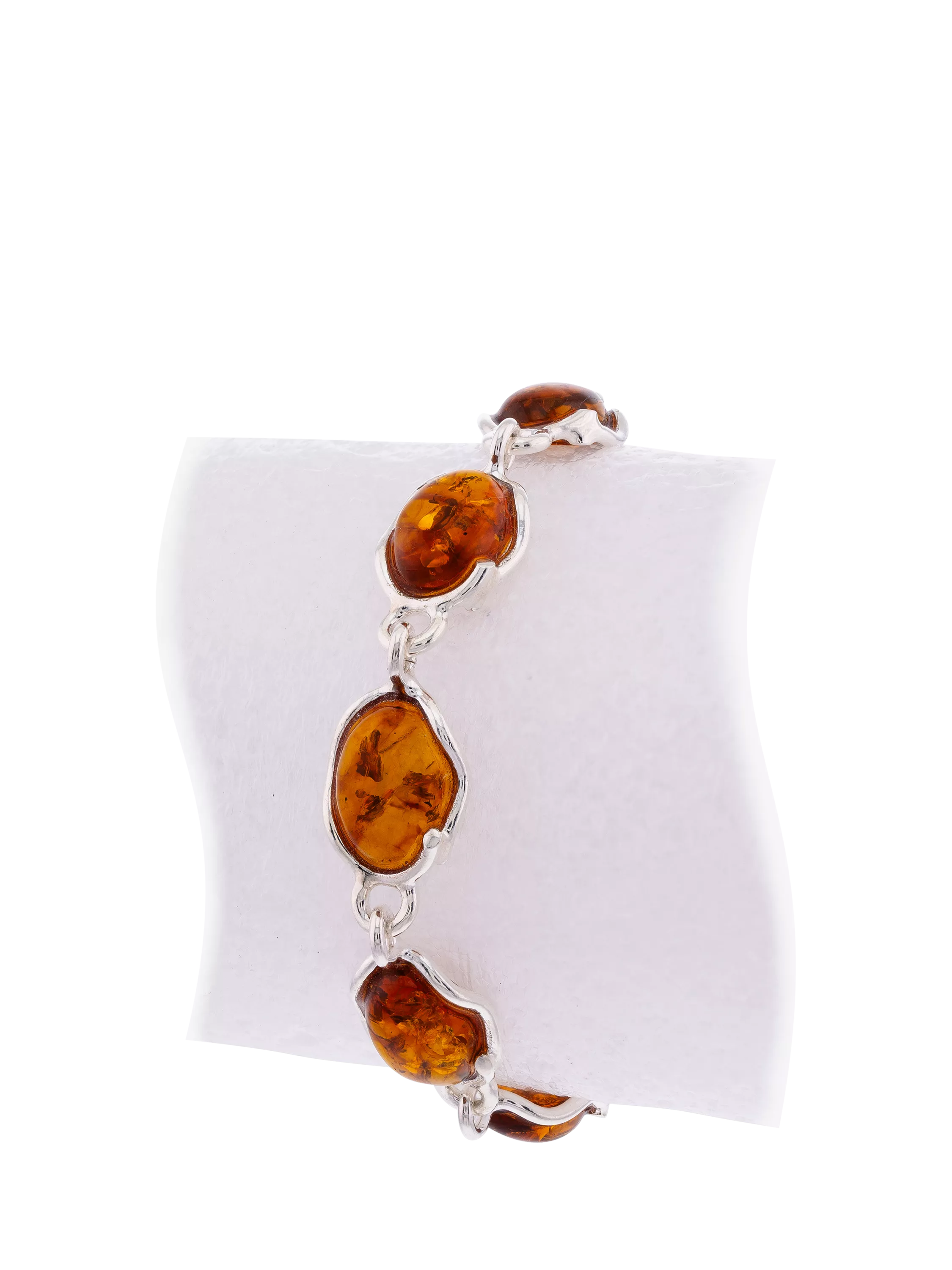 Be-Jewelled silver Baltic amber station bracelet - British product