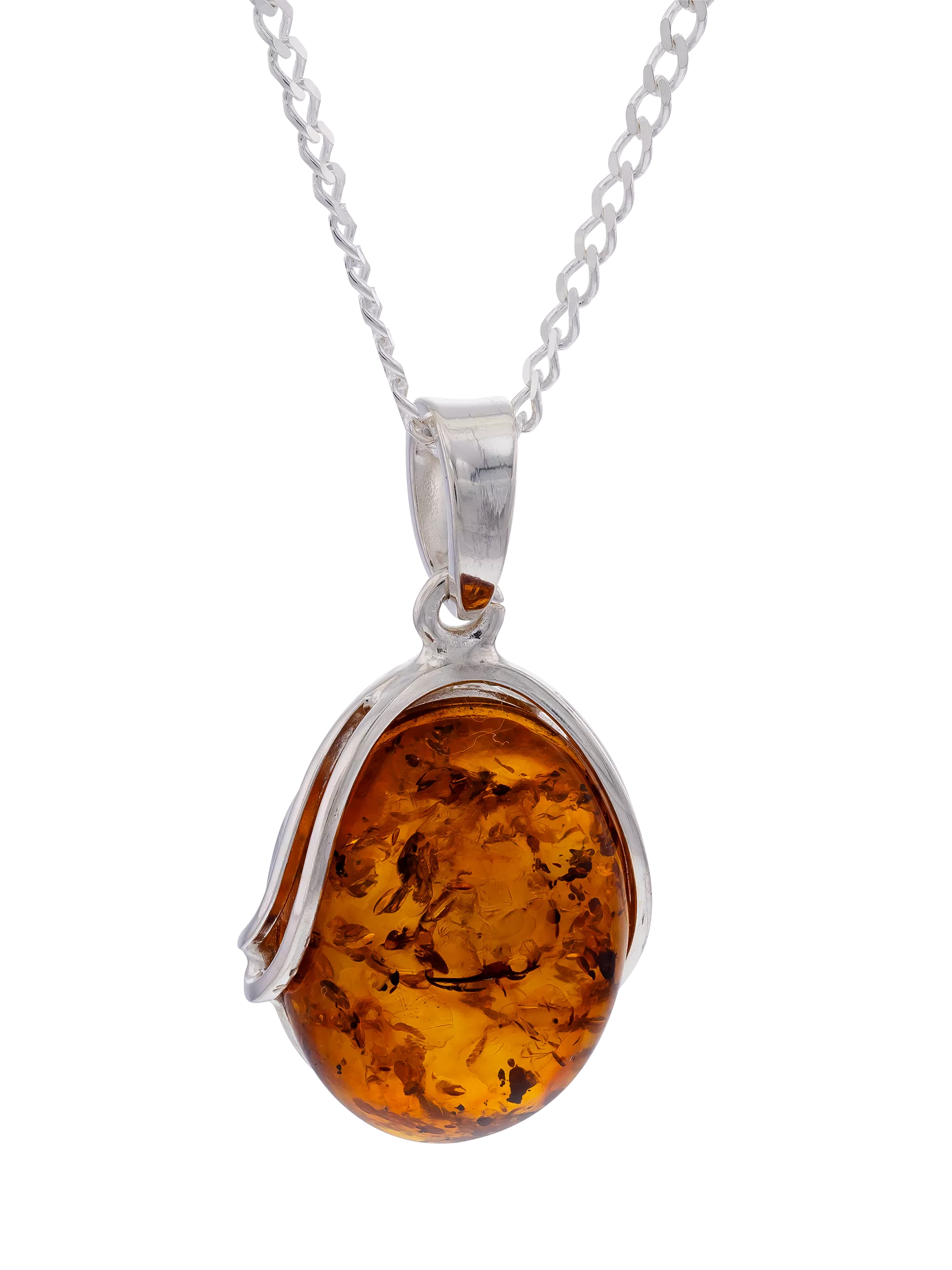 Be-Jewelled Baltic Amber pendant with sterling silver chain - British product
