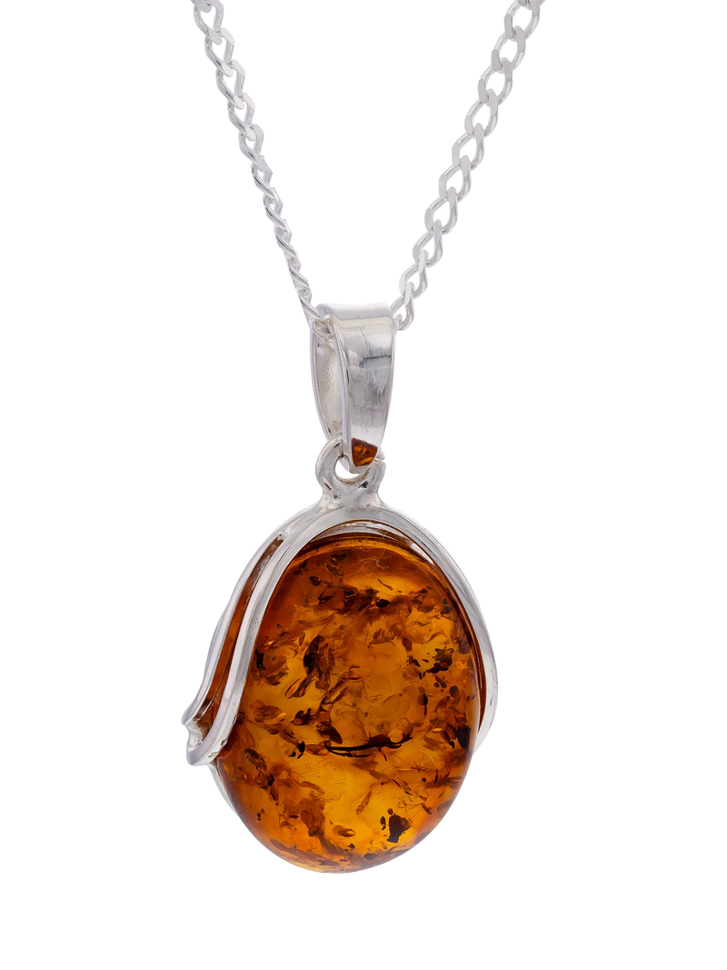 Be-Jewelled Baltic Amber pendant with sterling silver chain - British product