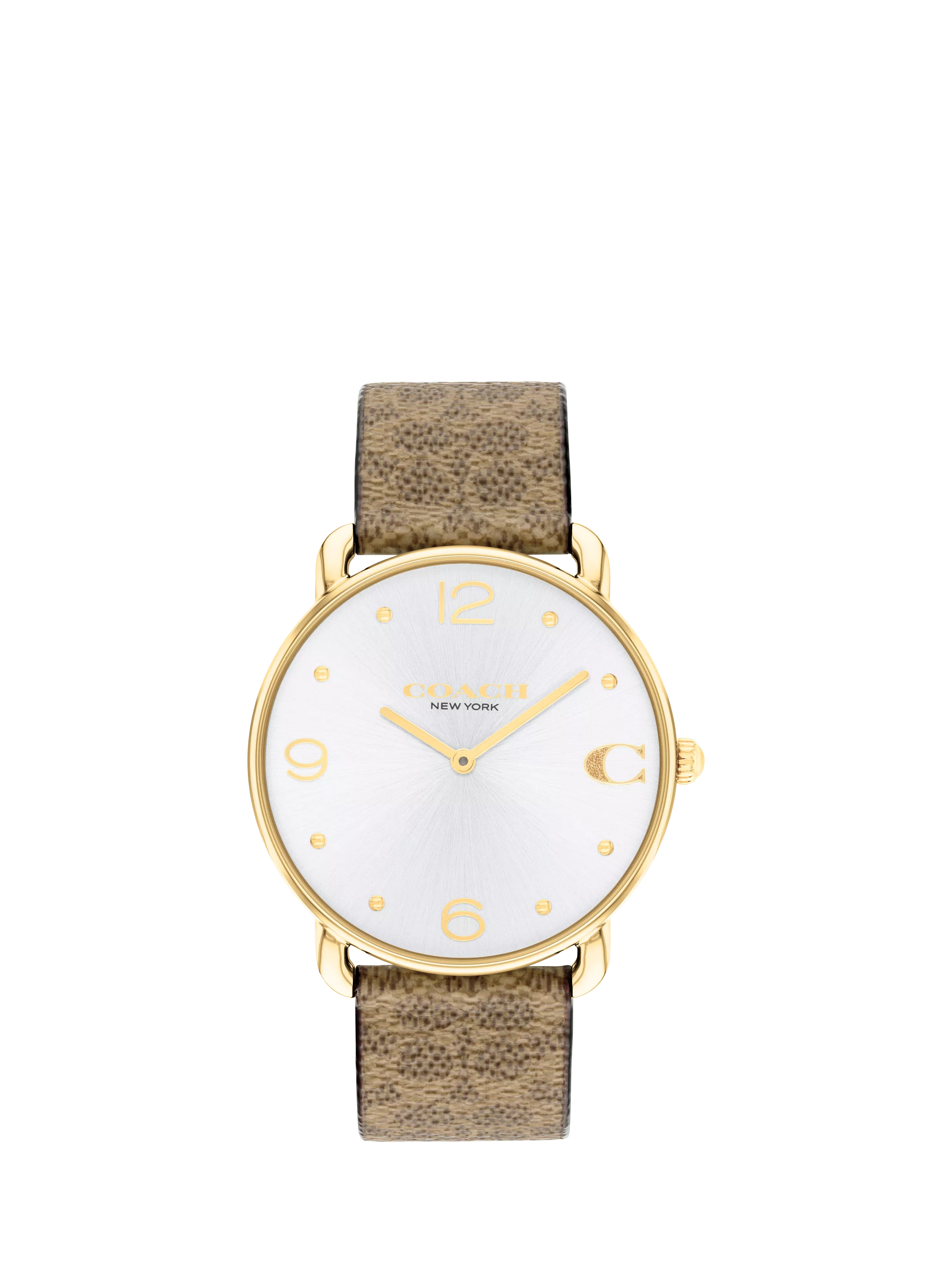 Coach Elliot watch with brown strap and silver dial, UK version