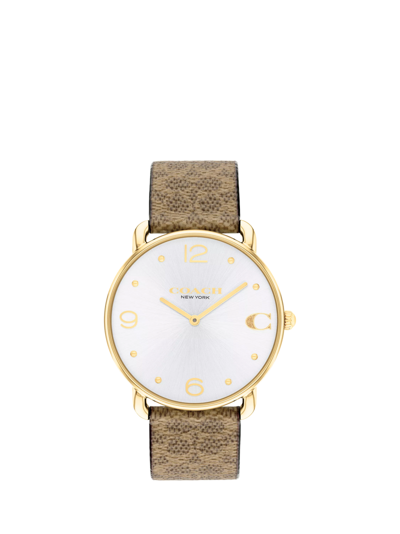 Coach Elliot watch with brown strap and silver dial, UK version