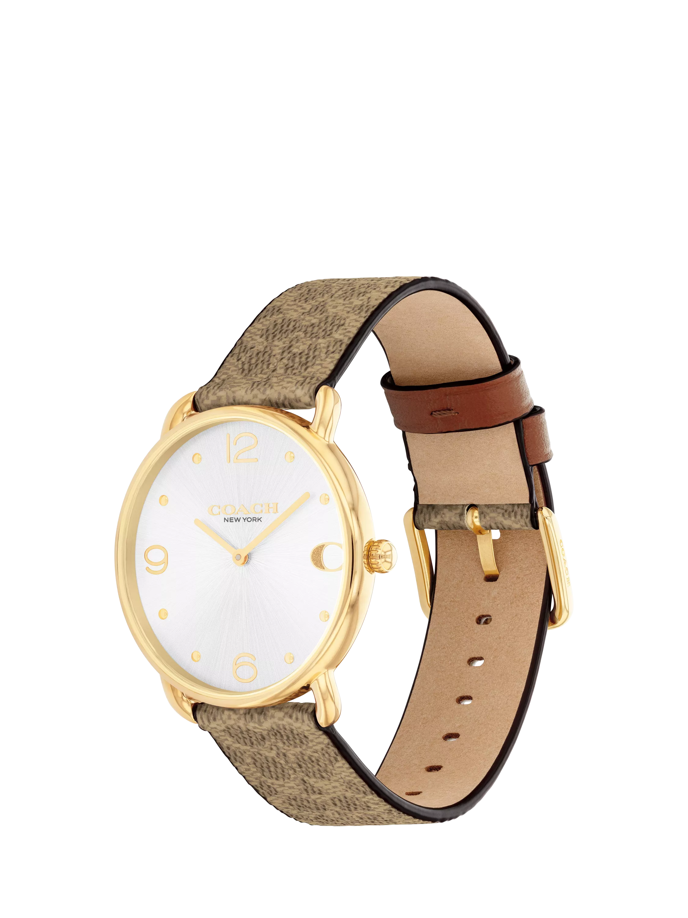Coach Elliot watch with brown strap and silver dial, UK version