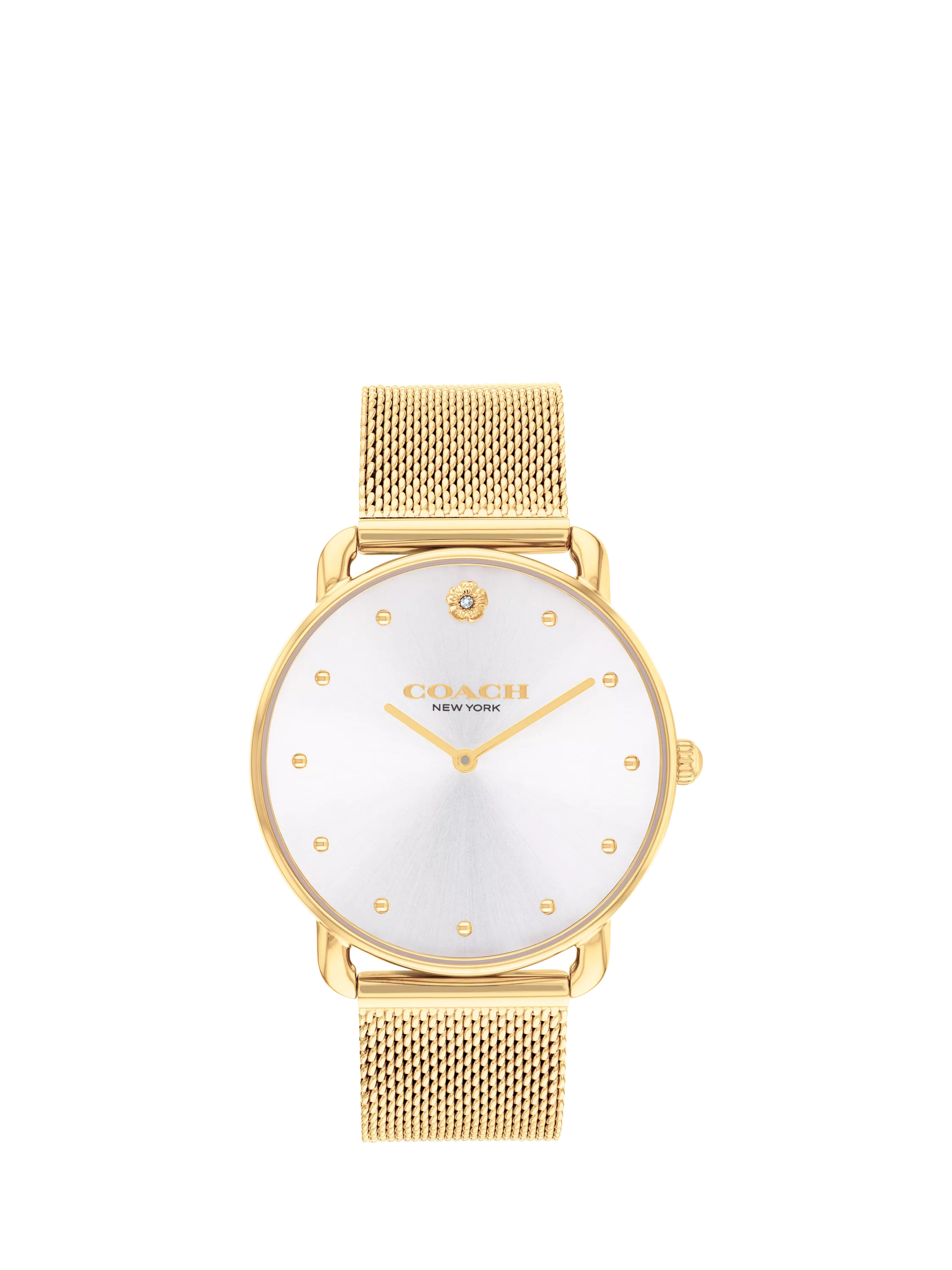 Coach Elliot women's watch white dial gold mesh bracelet, UK version