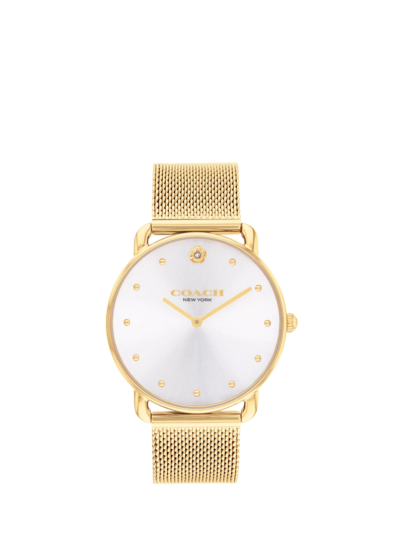 Coach Elliot women's watch white dial gold mesh bracelet, UK version