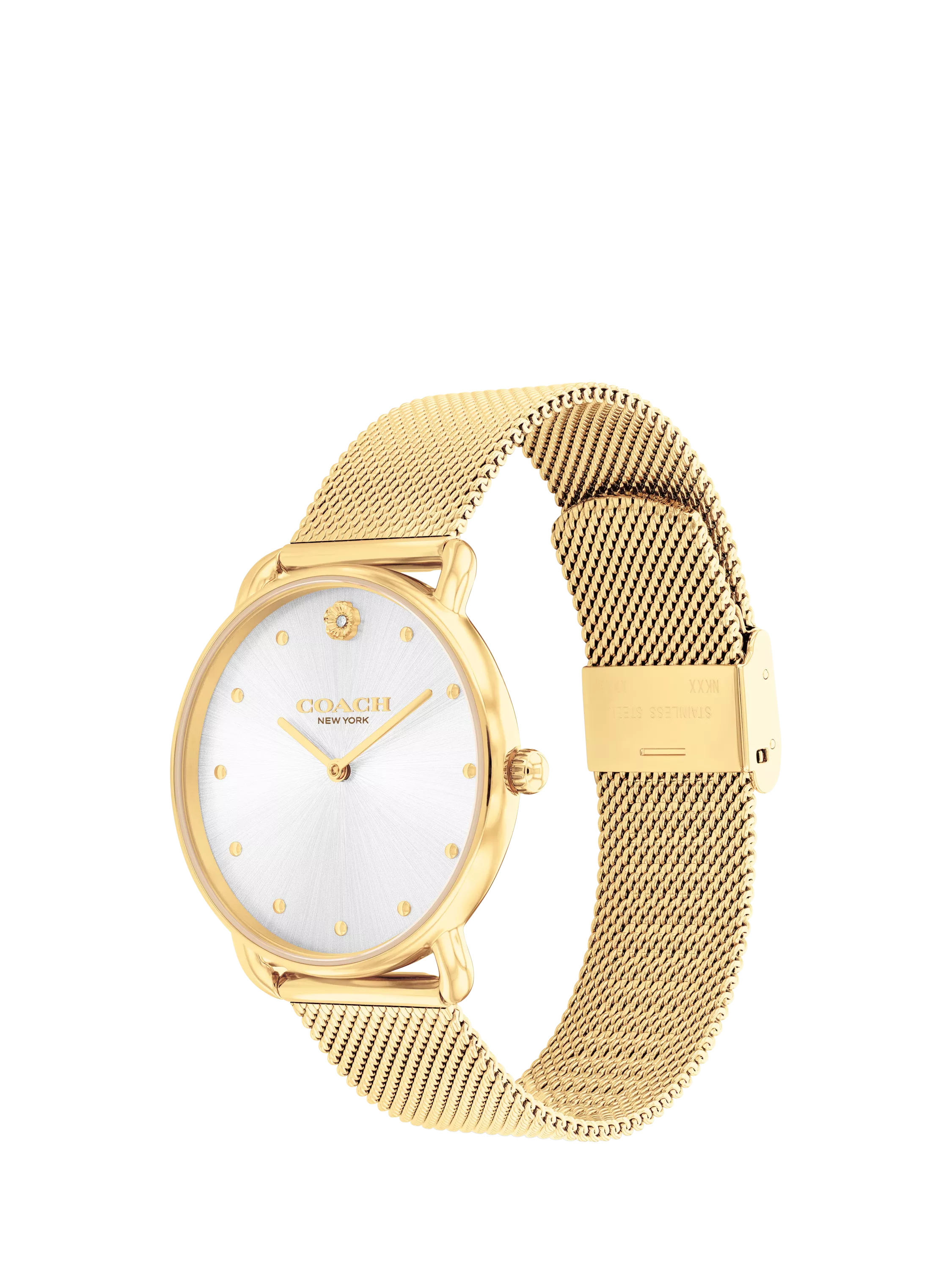 Coach Elliot women's watch white dial gold mesh bracelet, UK version