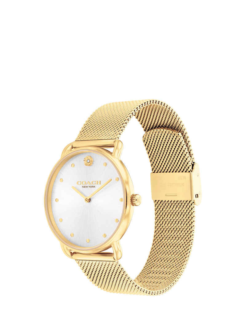 Coach Elliot women's watch white dial gold mesh bracelet, UK version