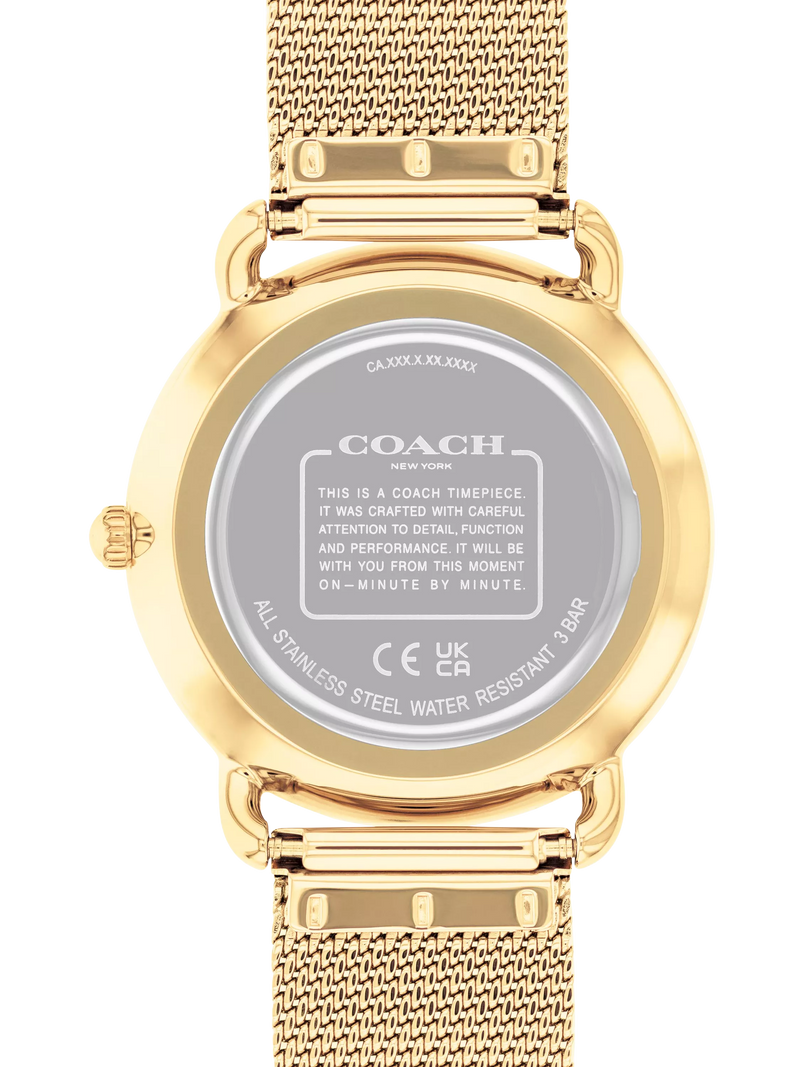 Coach Elliot women's watch white dial gold mesh bracelet, UK version