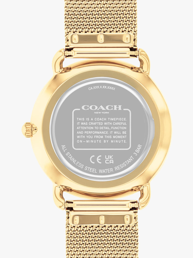 Coach Elliot women's watch white dial gold mesh bracelet, UK version