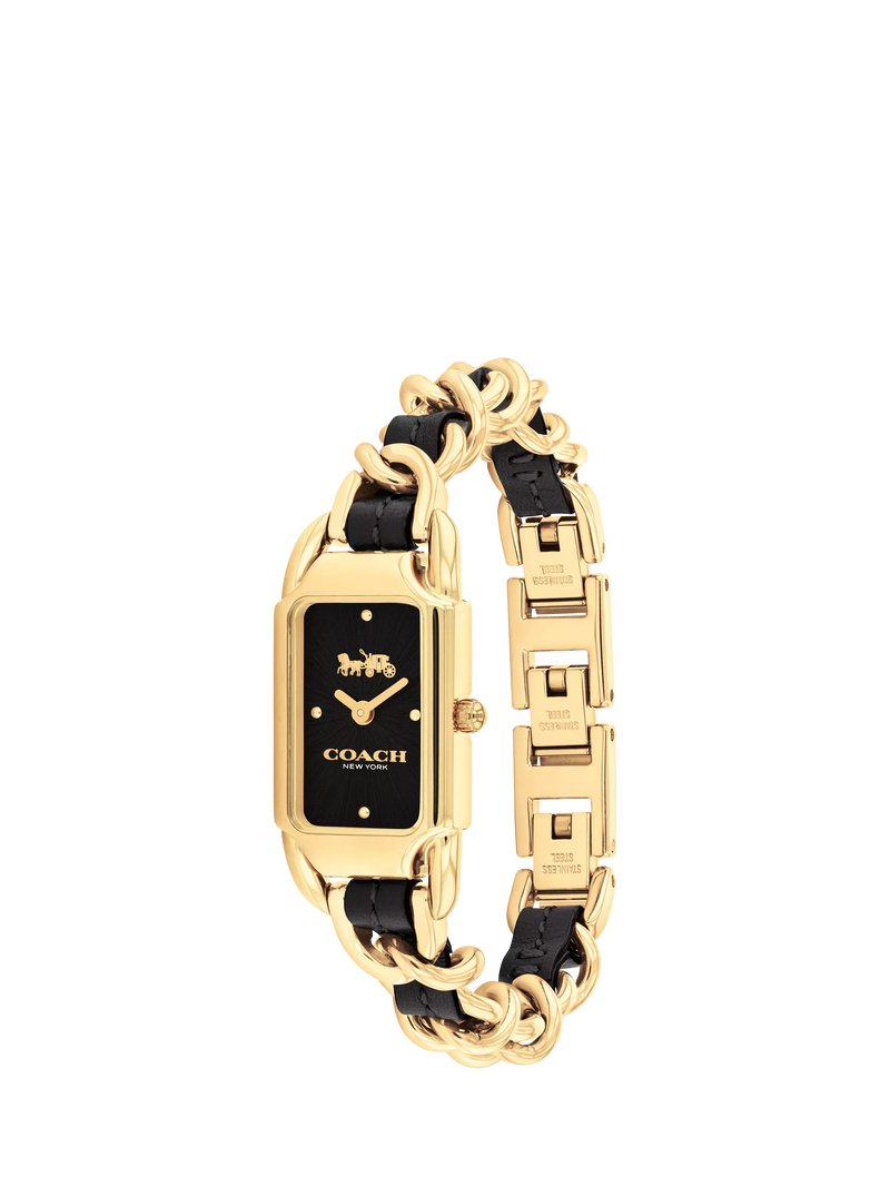 Coach Cadie rectangular gold IP watch - British product