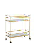 West Elm bar cart antique brass mirrored shelves, imported from the UK