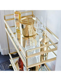 West Elm bar cart antique brass mirrored shelves, imported from the UK