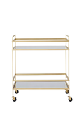 West Elm bar cart antique brass mirrored shelves, imported from the UK
