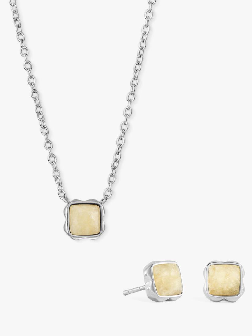 COEUR DE LION Citrin-Anhänger-Halskette und Ohrring-Set (britische Marke)