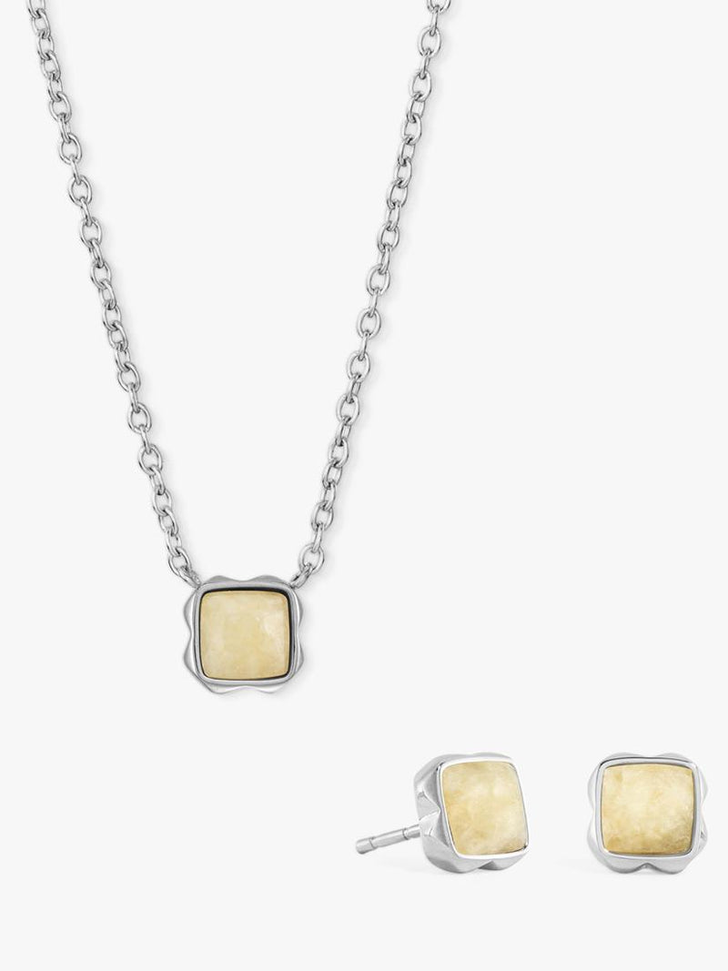 COEUR DE LION Citrin-Anhänger-Halskette und Ohrring-Set (britische Marke)