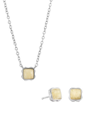 COEUR DE LION Citrin-Anhänger-Halskette und Ohrstecker-Set, Silberton