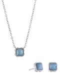 COEUR DE LION Citrin-Anhänger-Halskette und Ohrstecker-Set, Silberton