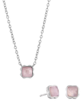 COEUR DE LION Citrin-Anhänger-Halskette und Ohrstecker-Set, Silberton
