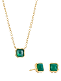 COEUR DE LION Semi-Precious Stone Pendant Necklace and Stud Earring Set, Gold