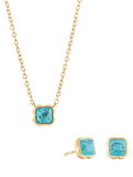 COEUR DE LION Semi-Precious Stone Pendant Necklace and Stud Earring Set, Gold