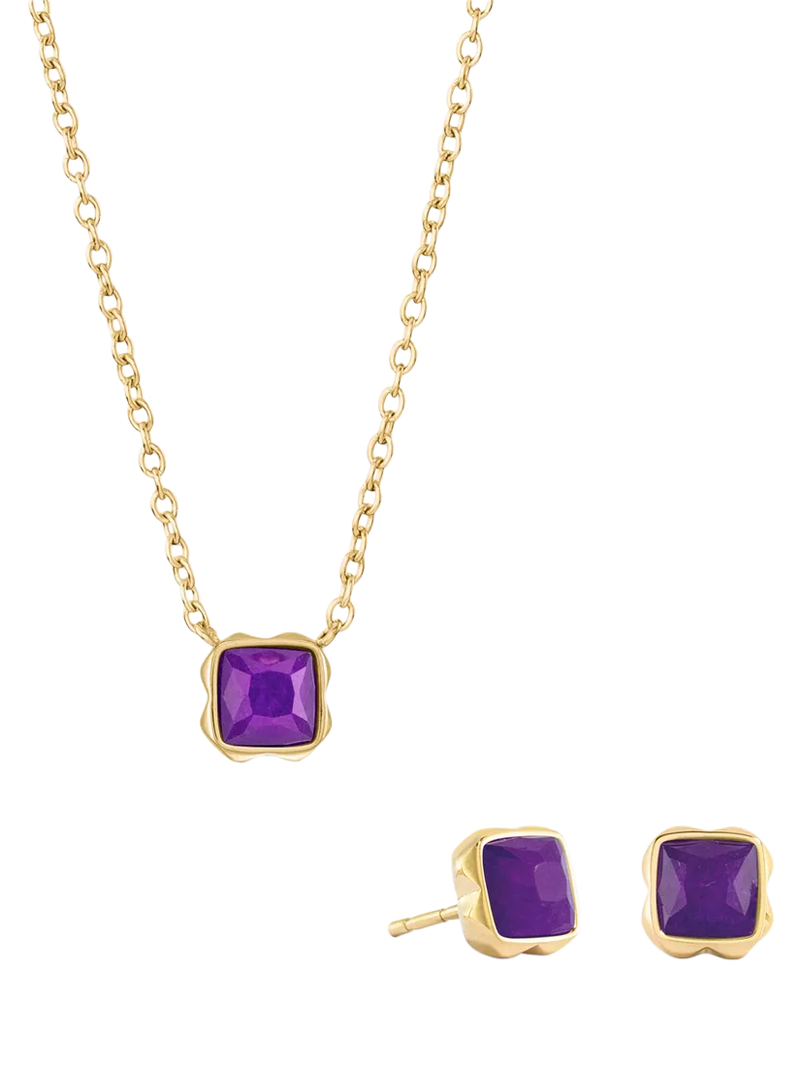 COEUR DE LION Semi-Precious Stone Pendant Necklace and Stud Earring Set, Gold