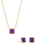 COEUR DE LION Semi-Precious Stone Pendant Necklace and Stud Earring Set, Gold
