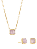 COEUR DE LION Semi-Precious Stone Pendant Necklace and Stud Earring Set, Gold