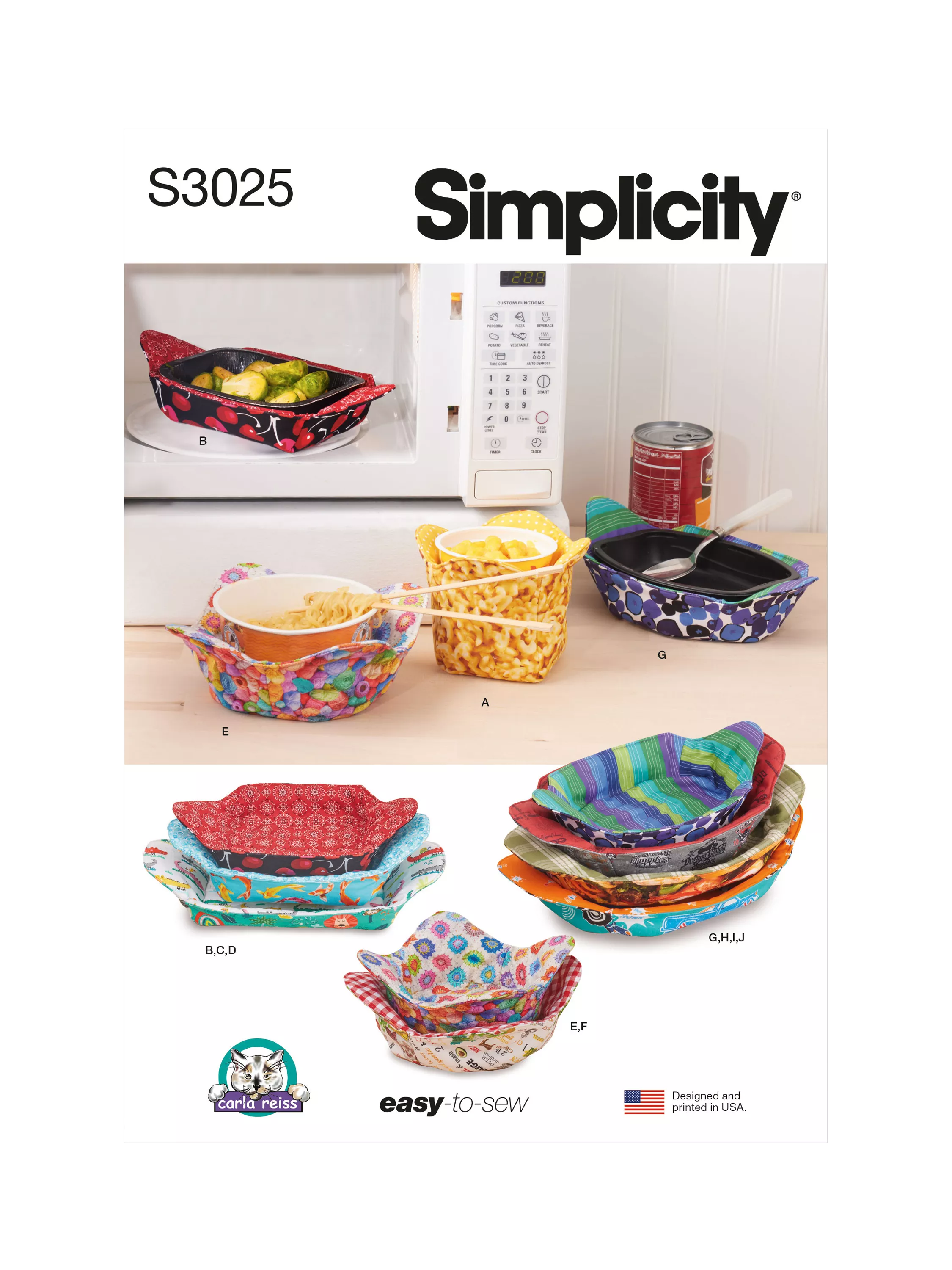 Simplicity microwave cozy sewing pattern SS3025OS, imported from the UK
