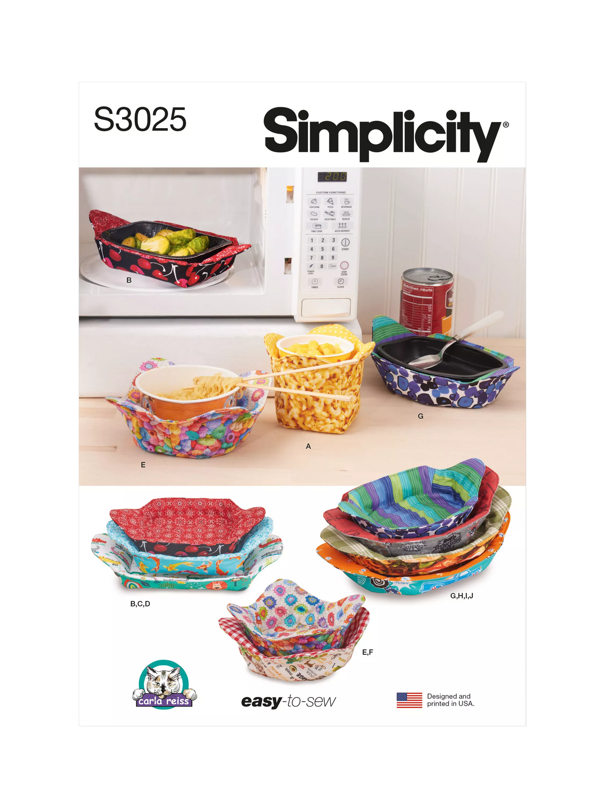 Simplicity microwave cozy sewing pattern SS3025OS, imported from the UK
