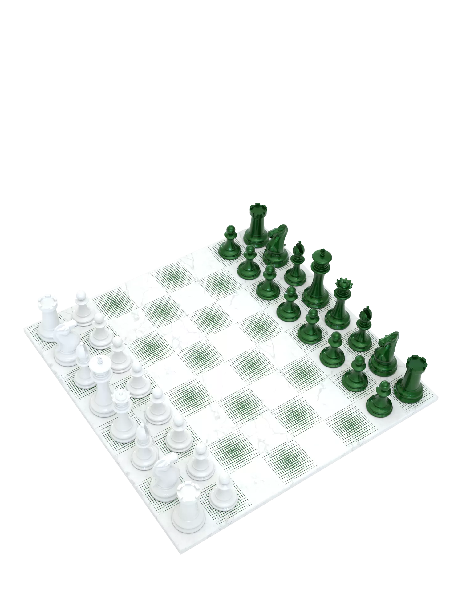Skyline Chess Heavyweight Steel Chess Set Green Gradient, UK version
