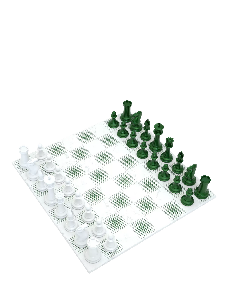 Skyline Chess Heavyweight Steel Chess Set Green Gradient, UK version
