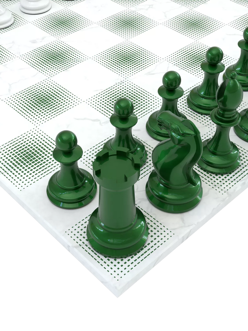Skyline Chess Heavyweight Steel Chess Set Green Gradient, UK version