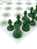Skyline Chess Heavyweight Steel Chess Set Green Gradient, UK version