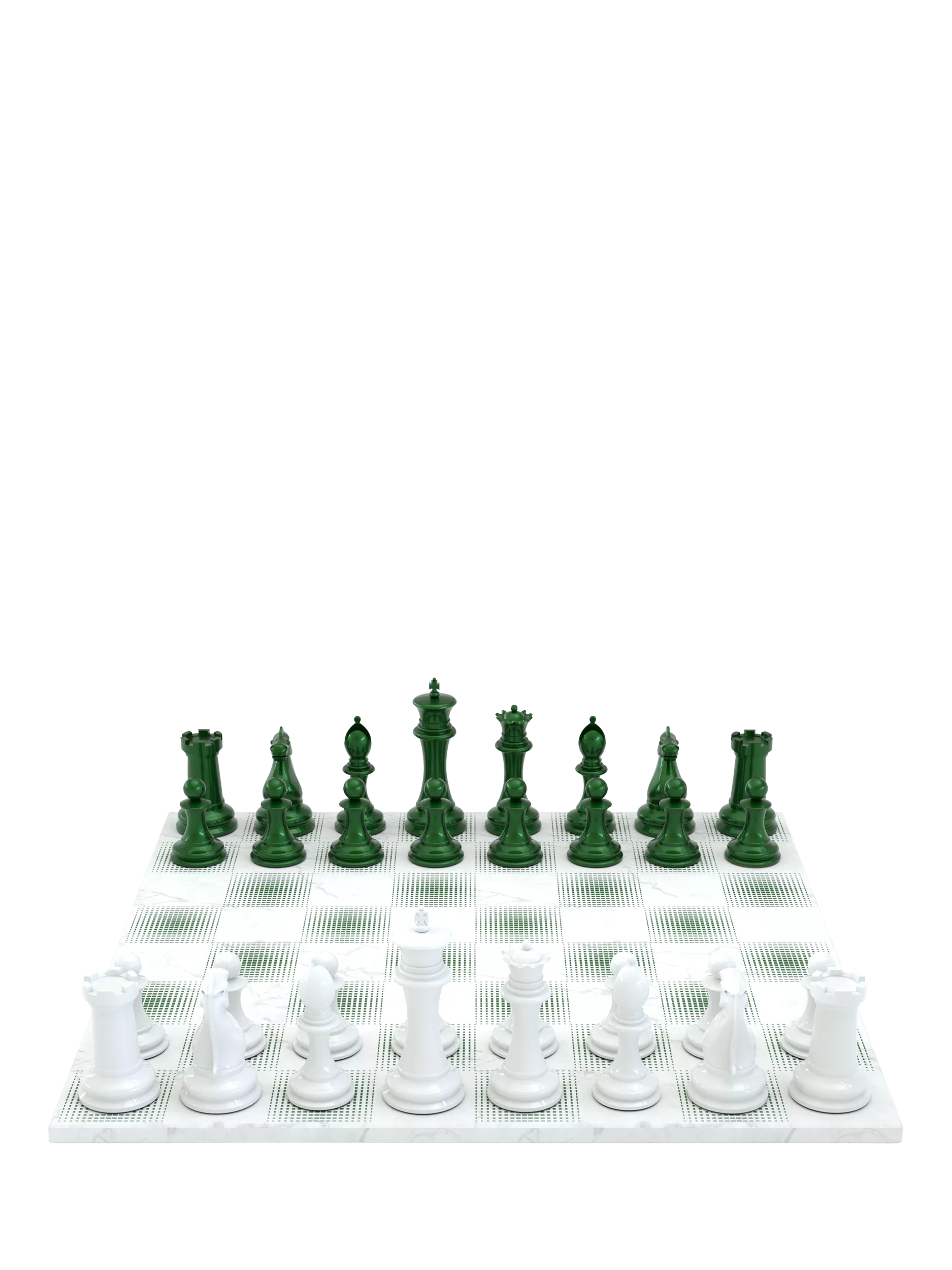 Skyline Chess Heavyweight Steel Chess Set Green Gradient, UK version
