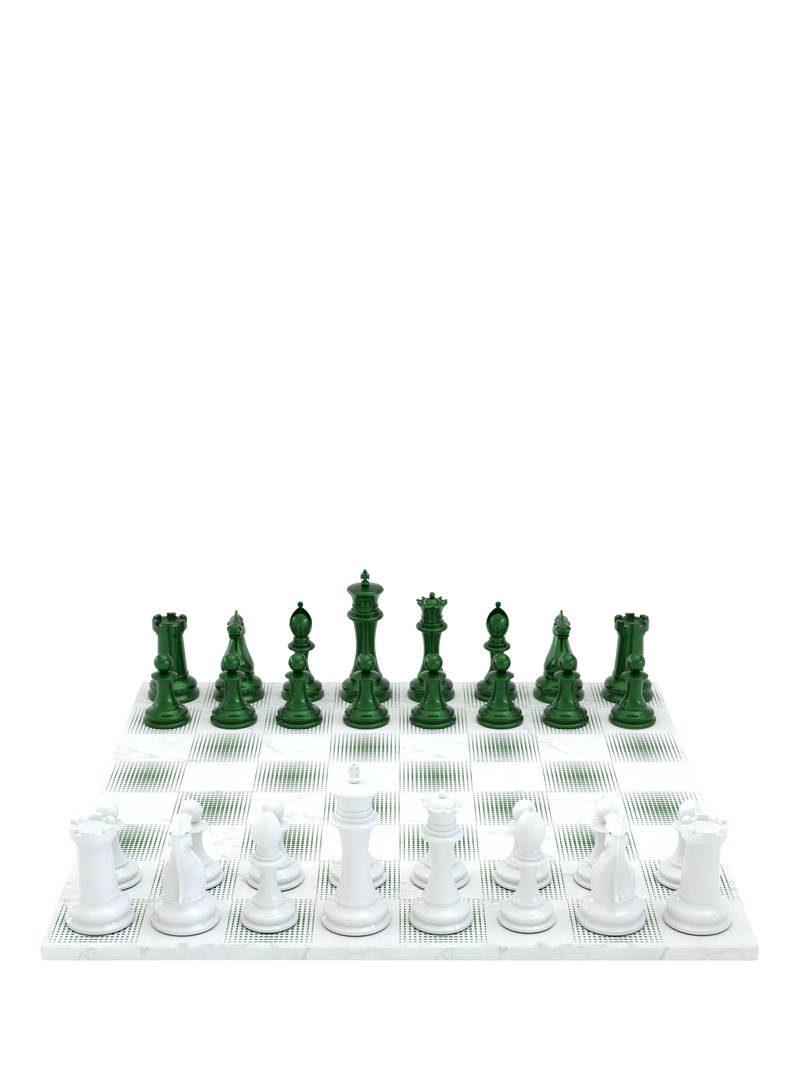 Skyline Chess Heavyweight Steel Chess Set Green Gradient, UK version