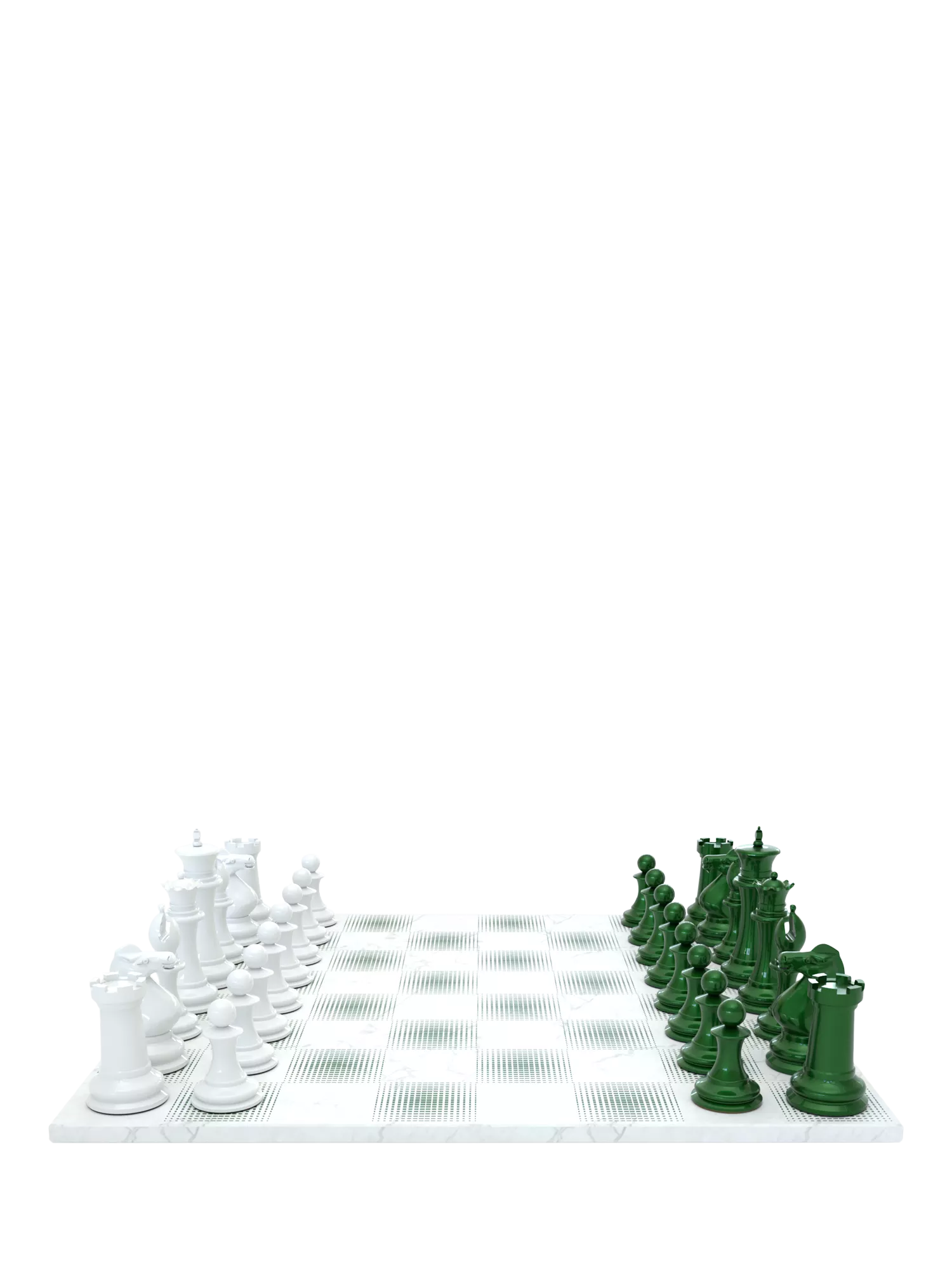 Skyline Chess Heavyweight Steel Chess Set Green Gradient, UK version
