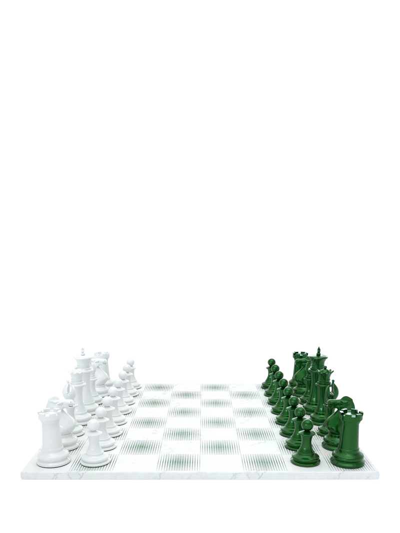 Skyline Chess Heavyweight Steel Chess Set Green Gradient, UK version