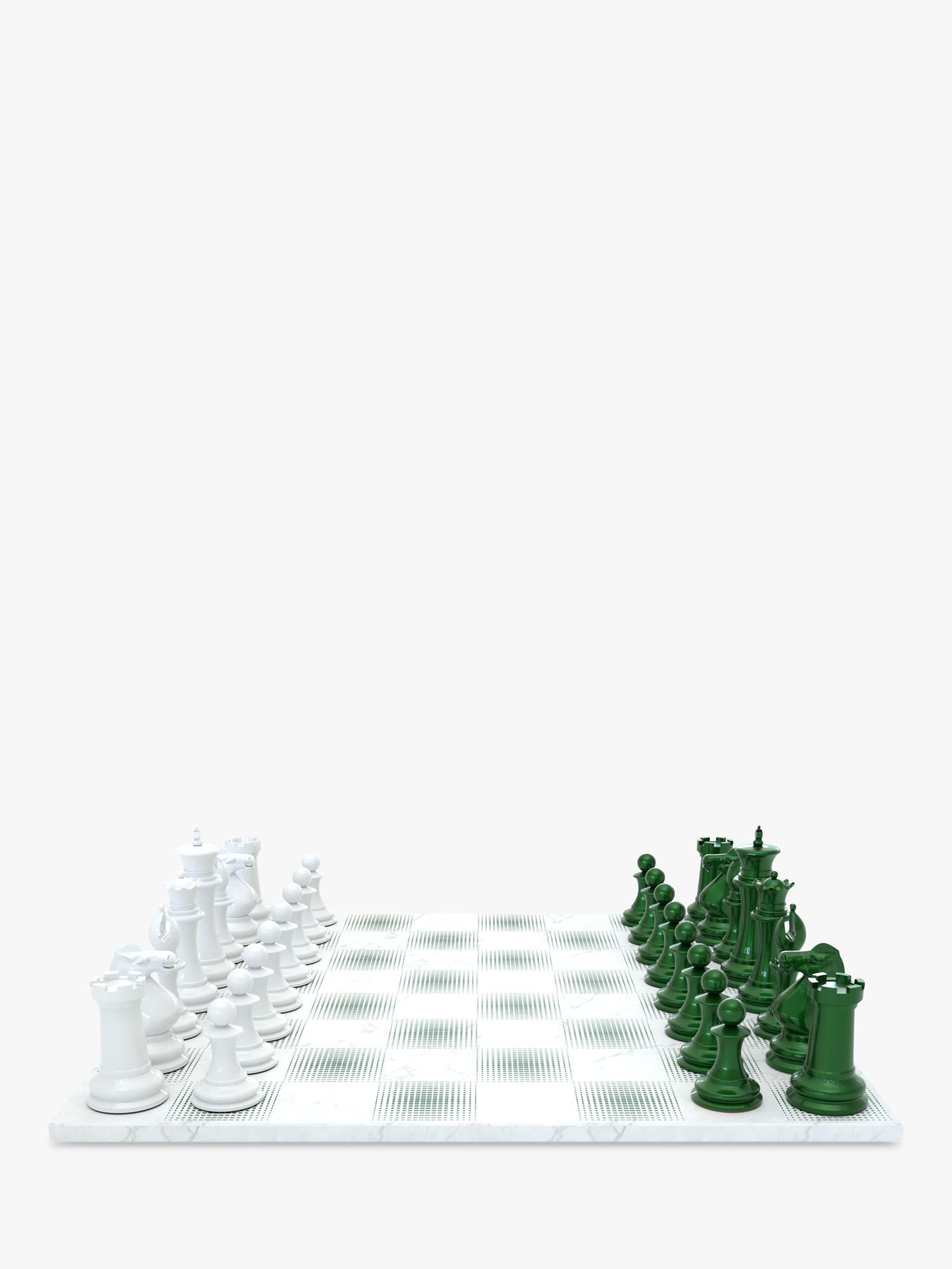 Skyline Chess Heavyweight Steel Chess Set Green Gradient, UK version