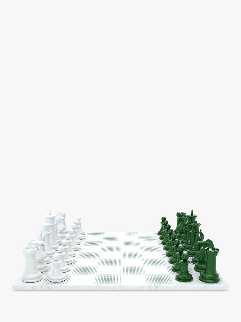 Skyline Chess Heavyweight Steel Chess Set Green Gradient, UK version