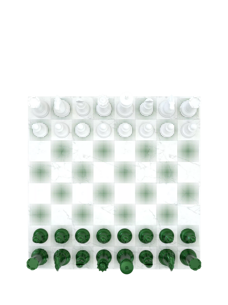 Skyline Chess Heavyweight Steel Chess Set Green Gradient, UK version
