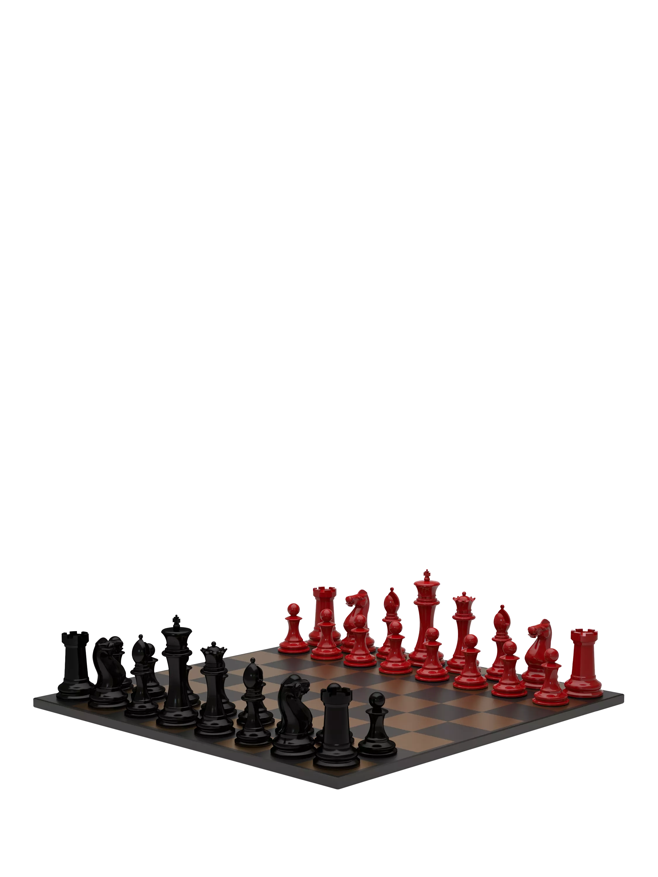 Skyline Chess wooden chess set Red/Black 34 pieces (British brand)