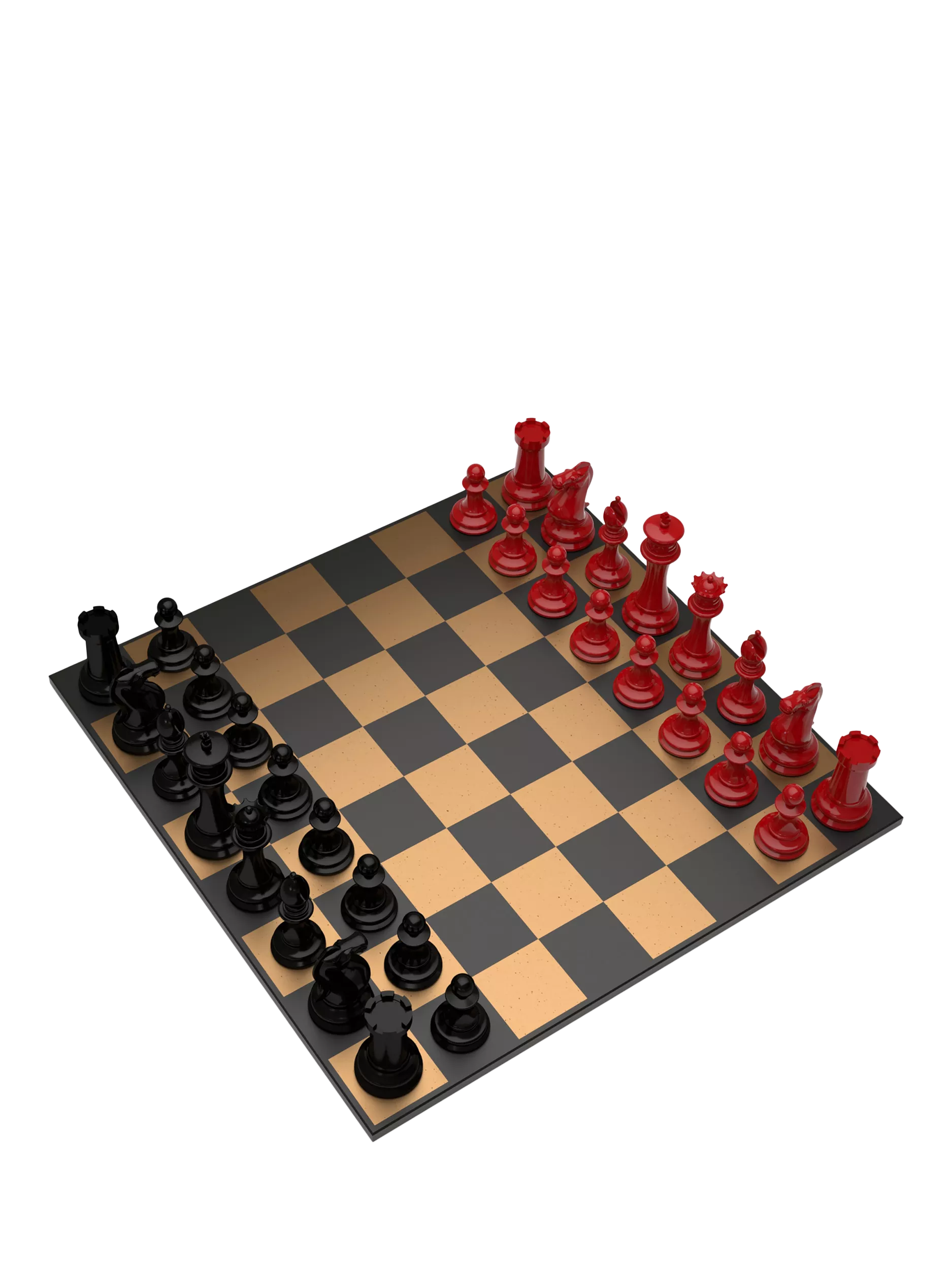 Skyline Chess wooden chess set Red/Black 34 pieces (British brand)