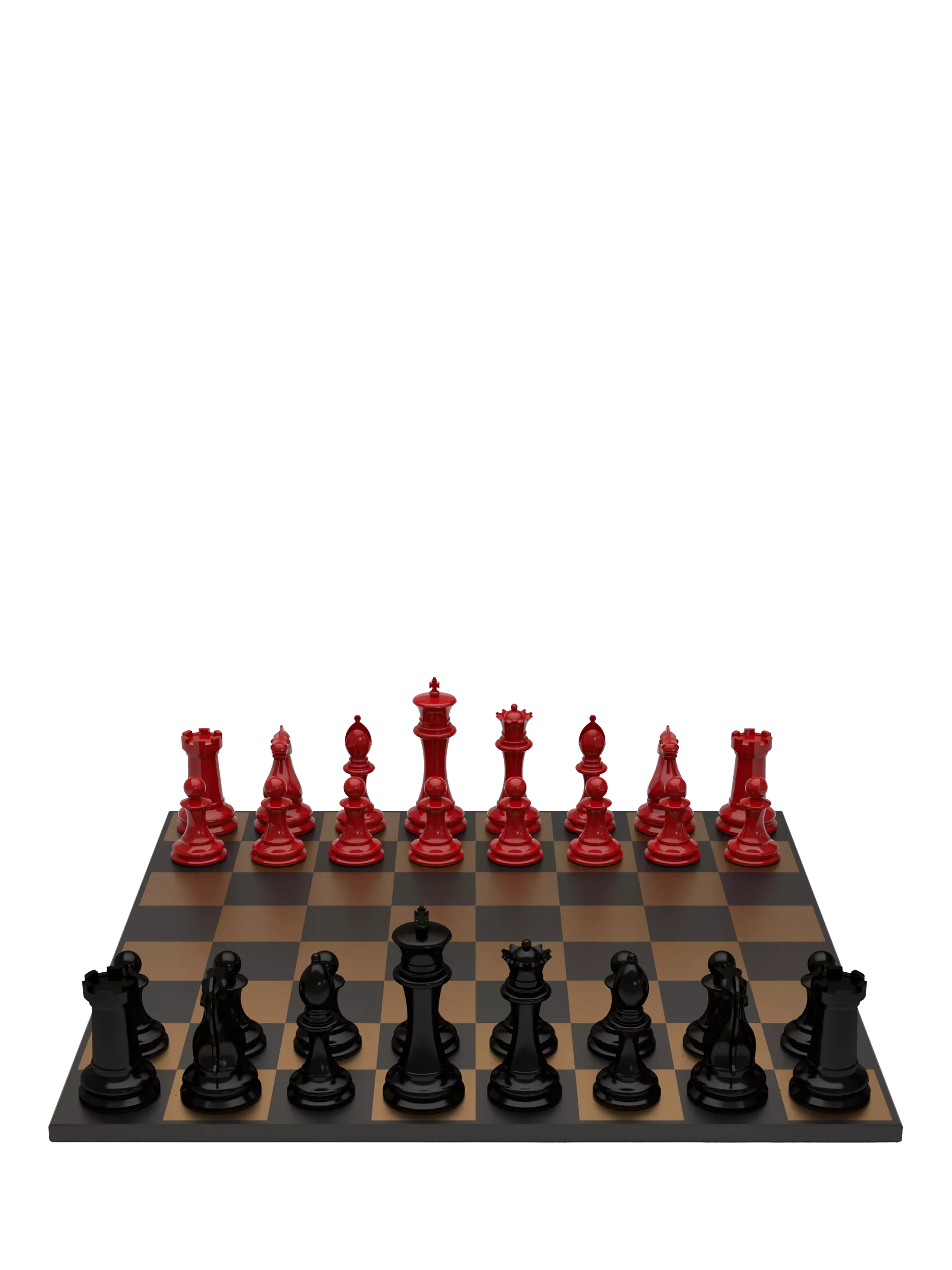 Skyline Chess wooden chess set Red/Black 34 pieces (British brand)
