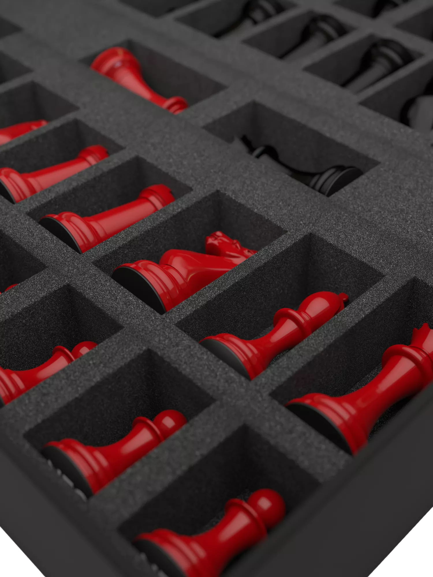 Skyline Chess wooden chess set Red/Black 34 pieces (British brand)